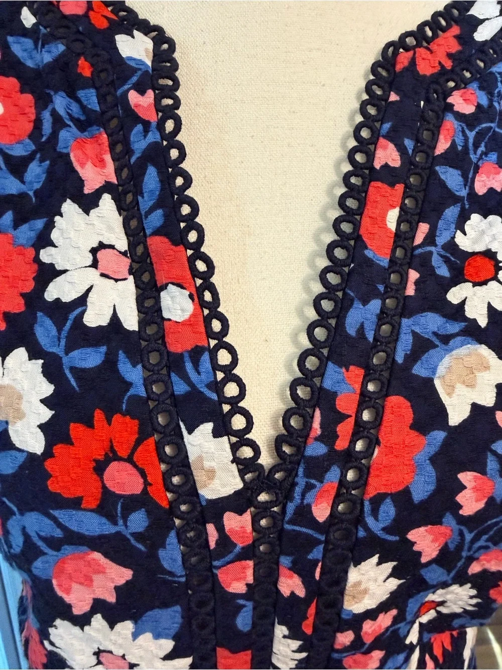 Kate Spade New York Floral Sheath Dress Size 14 Sleeveless Navy